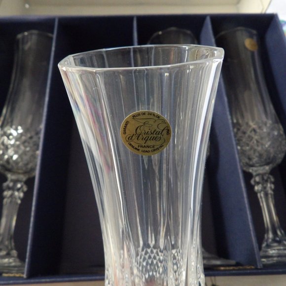 Longchamp Crystal Champagne Flutes Set of 4 Dining Vintage